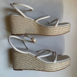 Zara White Wedge Sandals. Size 38